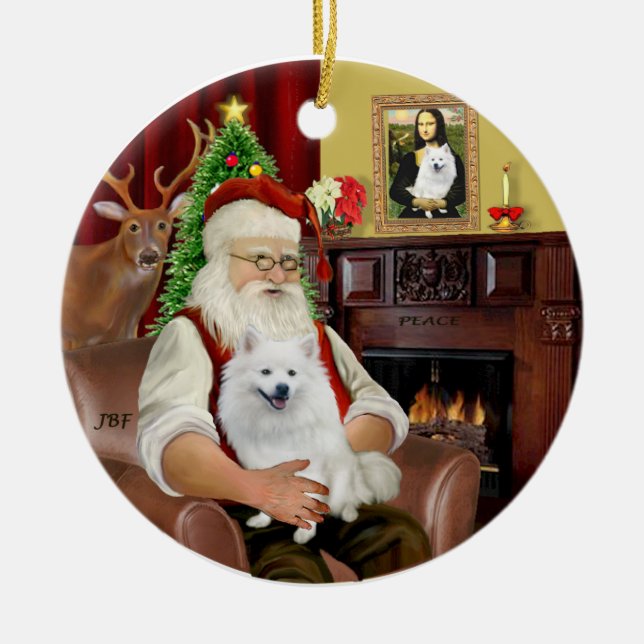 Adorno De Cerámica Perro esquimal de Santa América (Frente)