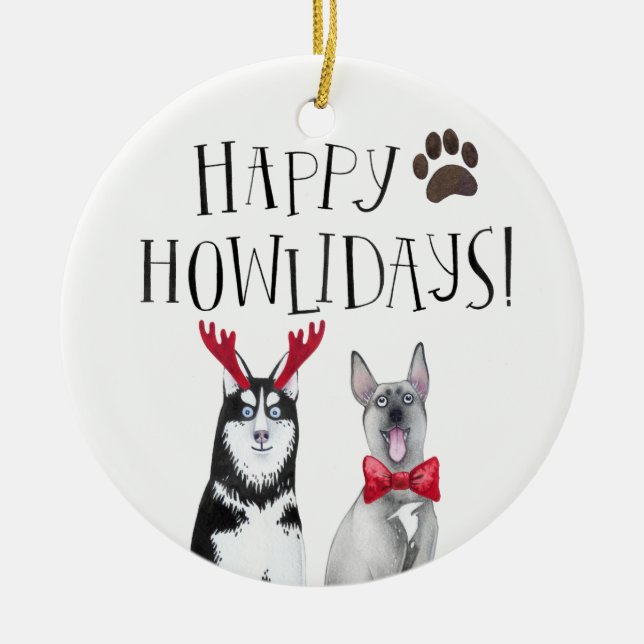 Adorno De Cerámica Perro feliz de Howlidays | Mascota lindo (Frente)