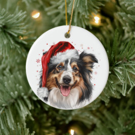 Adorno De Cerámica Perro Feliz Sheltie Navidad Personalizado