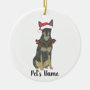 Adorno De Cerámica Perro Ganadero Azul Heeler Navidad