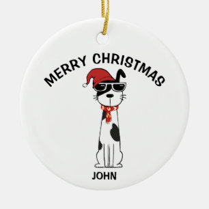 Adorno De Cerámica Perro genial personalizado 1 Feliz Navidad