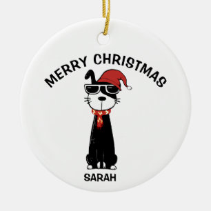 Adorno De Cerámica Perro genial personalizado 2 Feliz Navidad