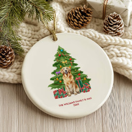 Adorno De Cerámica Perro Golden Retriever Navidad Personalizada