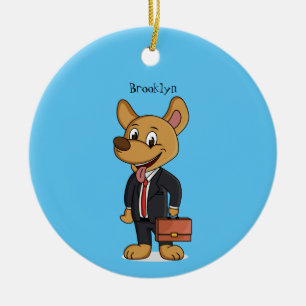Adorno De Cerámica Perro gracioso usando traje de negocios personaliz