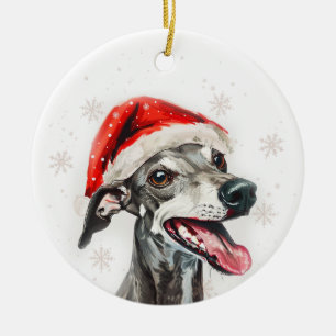 Adorno De Cerámica Perro Greyhound Navidad Personalizado