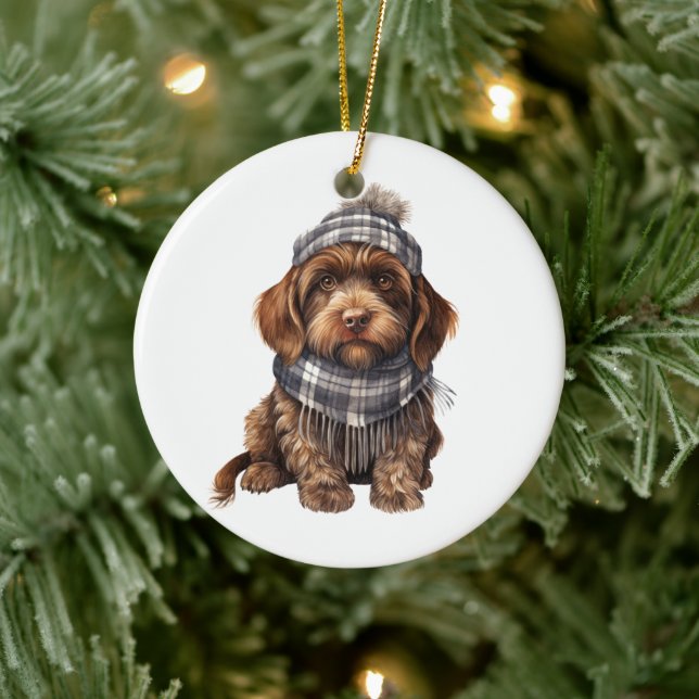 Adorno De Cerámica Perro Griffon con Cableado Personalizado (Árbol)