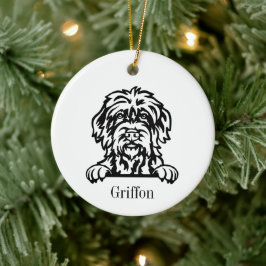 Adorno De Cerámica Perro Griffon con hilo y punción