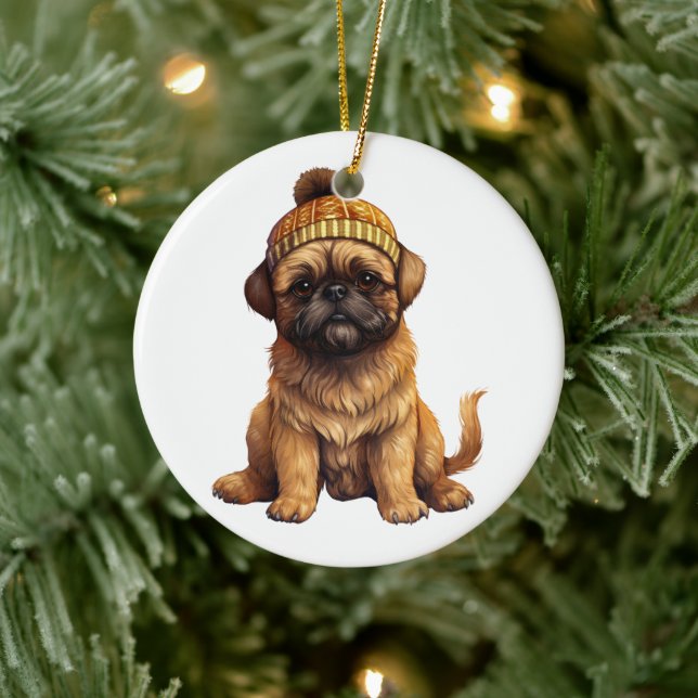 Adorno De Cerámica Perro griffon de Bruselas personalizado (Árbol)