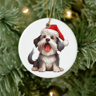 Adorno De Cerámica Perro Havanés Navideño Divertido Personalizado
