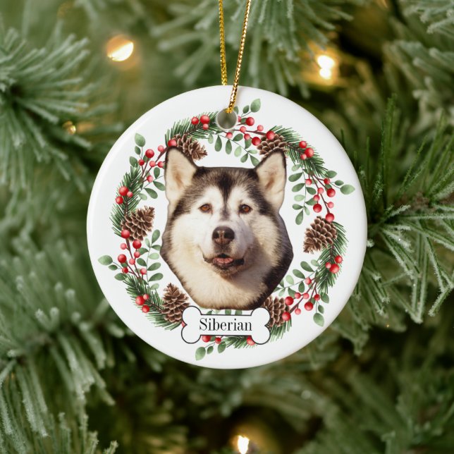 Adorno De Cerámica Perro Husky Siberiano (Árbol)