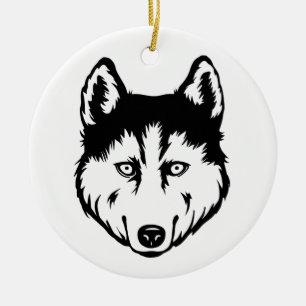 Adorno De Cerámica Perro Husky Siberiano