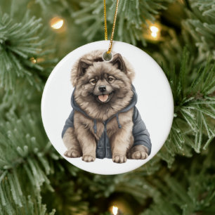 Adorno De Cerámica Perro Keeshond personalizado