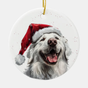 Adorno De Cerámica Perro Kuvasz Feliz Navidad Personalizado