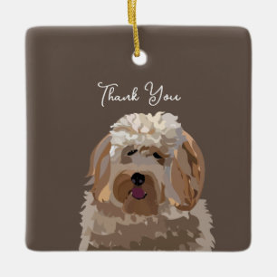 Adorno De Cerámica Perro Labradoodle Lindo Personalizado