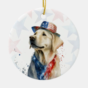 Adorno De Cerámica Perro Labrador, 4 de julio Personalizado