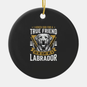 Adorno De Cerámica Perro Labrador amigo verdadero