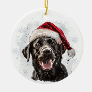 Adorno De Cerámica Perro Labrador Negro Navidad Personalizado