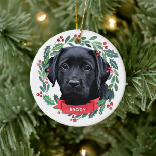 Adorno De Cerámica Perro Labrador Retriever Negro Amante de la Navida
