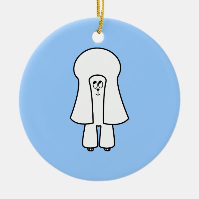 Adorno De Cerámica Perro lindo. Caniche de juguete blanco/caniche (Frente)