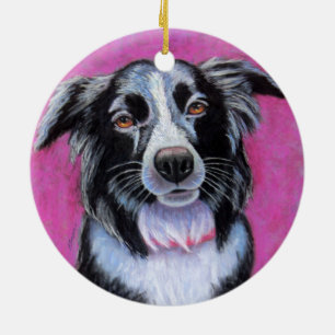 Adorno De Cerámica Perro lunar, collie de borde