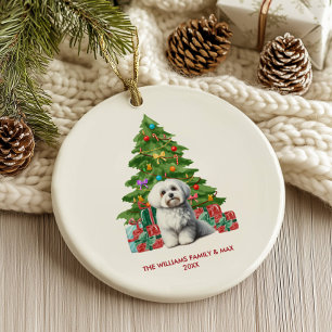 Adorno De Cerámica Perro Maltés Navidad Personalizada