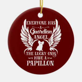 Adorno De Cerámica Perro mascota Papillon ángel guardián