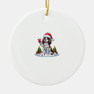 Adorno De Cerámica Perro Navidad español de la Mano de la Paz Springe