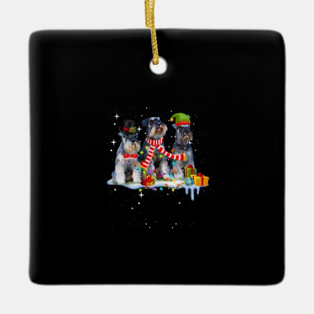 Adorno De Cerámica perro navidades de schnauzer en miniatura lindo (Anverso)