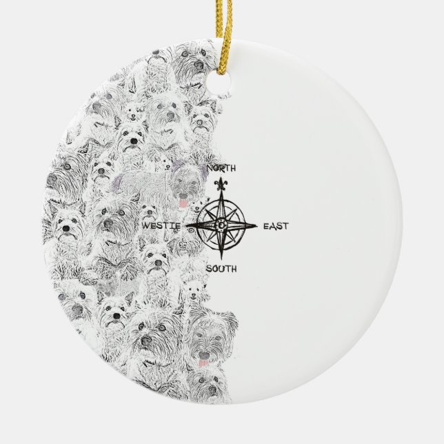 Adorno De Cerámica Perro noreste y occidental (Frente)