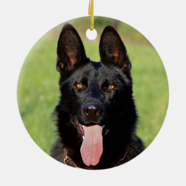 Adorno De Cerámica Perro Pastor Alemán Negro - Cachorro GSD (Atrás)