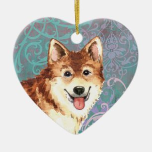 Adorno De Cerámica Perro pastor islandés elegante