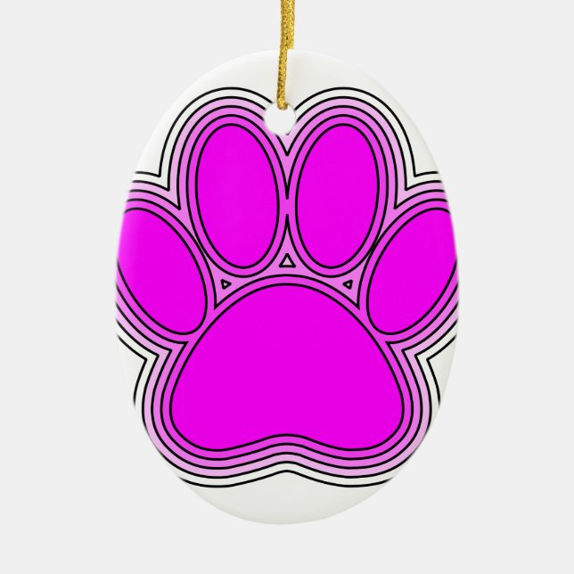 Adorno De Cerámica Perro Paw En Rosa Con Salidas (Frente)