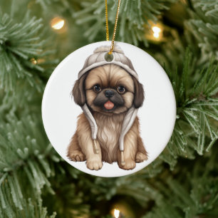 Adorno De Cerámica Perro pekingés personalizado