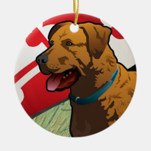 Adorno De Cerámica Perro perdiguero de bahía de Chesapeake de