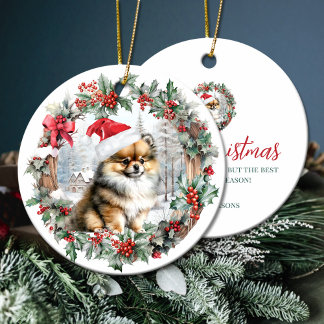 Adorno De Cerámica Perro perrito perrito perrito de Navidades cortos 