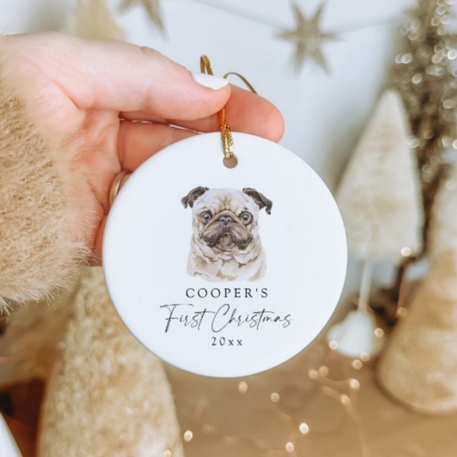 Adorno De Cerámica Perro personalizado Nombre Pug Lover Mi Primera Na (Subido por el creador)