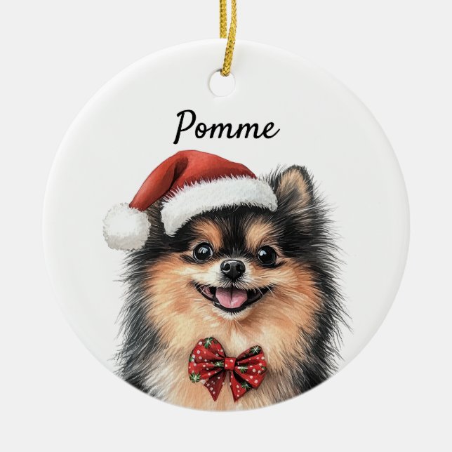 Adorno De Cerámica Perro personalizado Pomeranian (Frente)