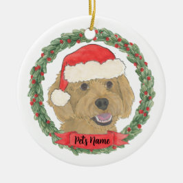 Adorno De Cerámica Perro personalizado rojo albaricoque doodle dorado