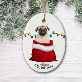 Adorno De Cerámica Perro picado en bolsa de regalo de vacaciones