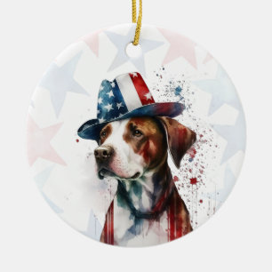 Adorno De Cerámica Perro Pitbull, 4 de julio Personalizado