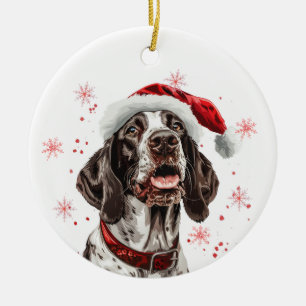 Adorno De Cerámica Perro Pointer Inglés Navidad Personalizado