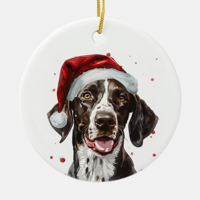 Adorno De Cerámica Perro Pointer Navidad Personalizado (Frente)