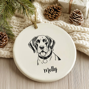 Adorno De Cerámica Perro Pointer Personalizado Navidad