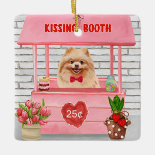 Adorno De Cerámica Perro Pomerania El día de San Valentín Kissing Boo