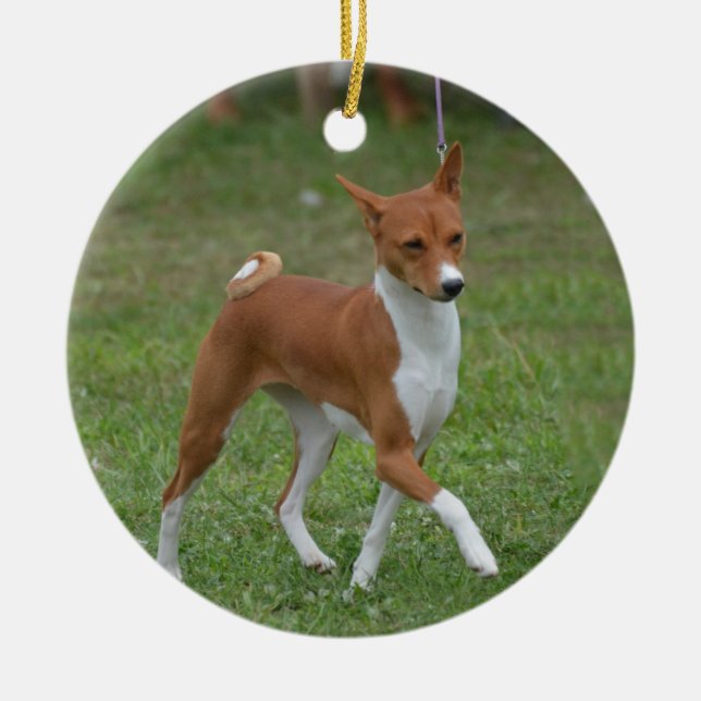 Adorno De Cerámica Perro Prancing de Basenji (Frente)