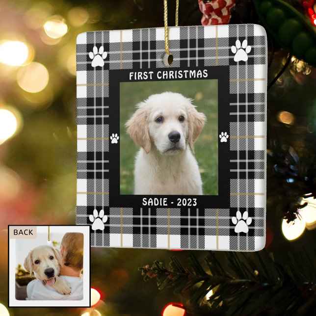 Adorno De Cerámica Perro primer NAVIDAD NAVIDAD Blanco Negro Tapa (Subido por el creador)