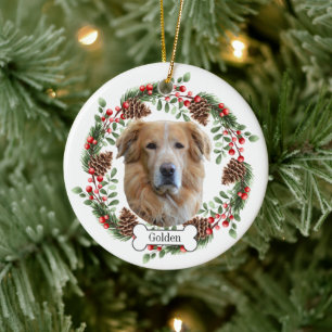 Adorno De Cerámica perro recuperador de oro Mascota personalizado orn