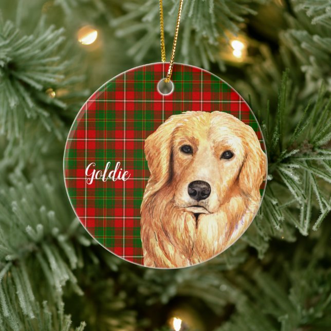 Adorno De Cerámica Perro recuperador de oro personalizado (Árbol)