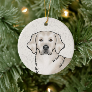 Adorno De Cerámica Perro Retriever Dorado Crema Inglés Nombre Persona