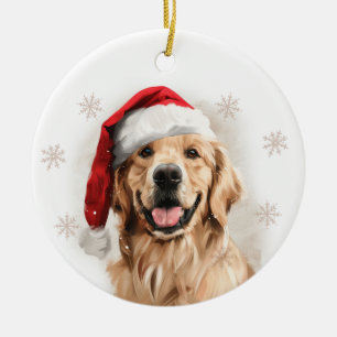 Adorno De Cerámica Perro Retriever Dorado Navidad Personalizado